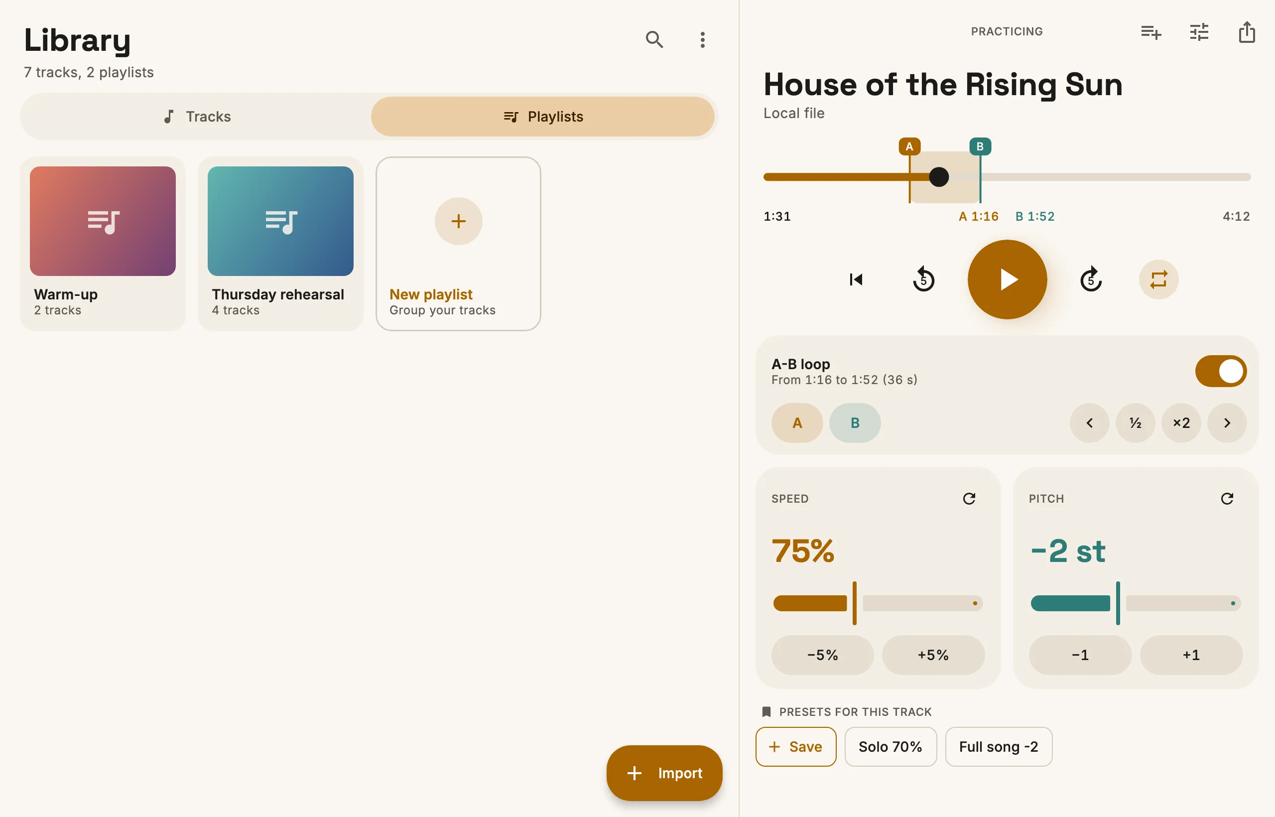 The playlists tab